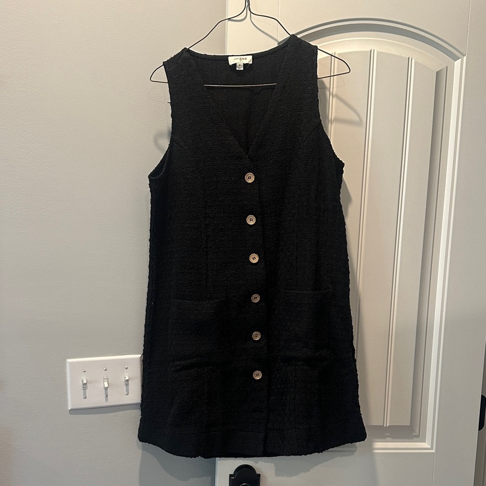 Umgee Black Textured Sleeveless Mini Dress